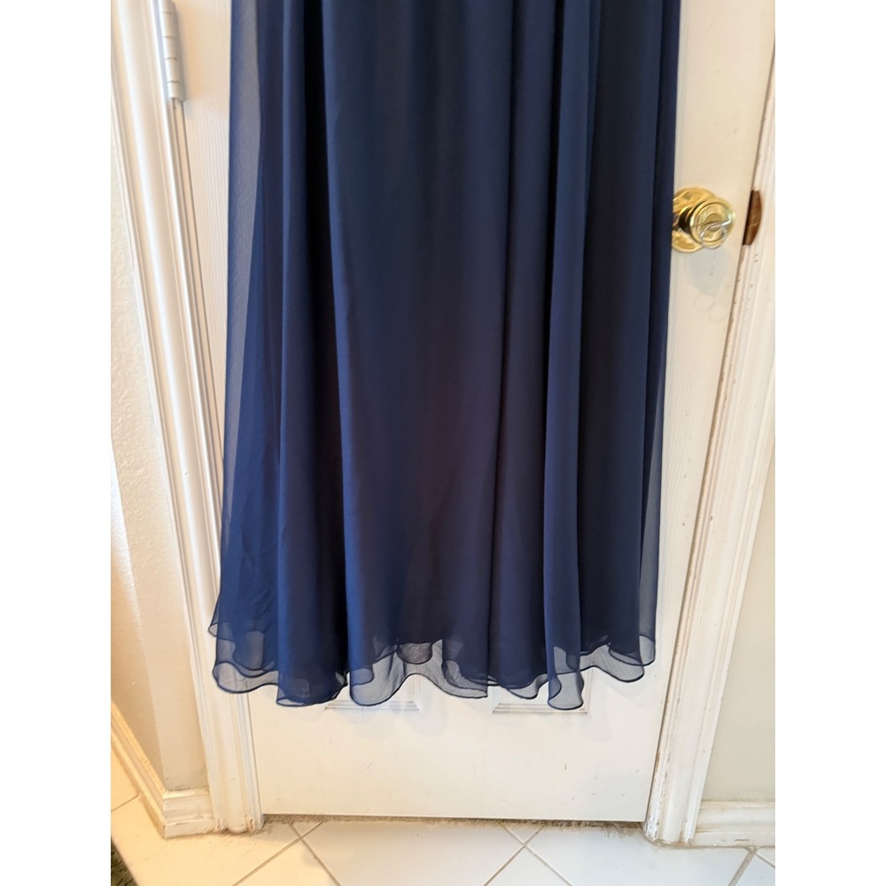 ML Monique Lhuillier Bridesmaids Navy Chiffon Strapless Gown Dress Size 6 - Picture 3 of 9